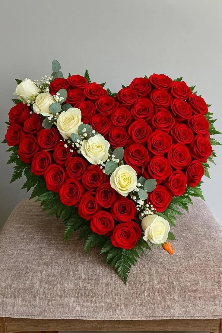 Corazón de 50 Rosas